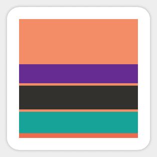 A fabulous unity of Orange Pink, Faded Orange, Christmas Purple, Persian Green and Dark Charcoal stripes. Sticker